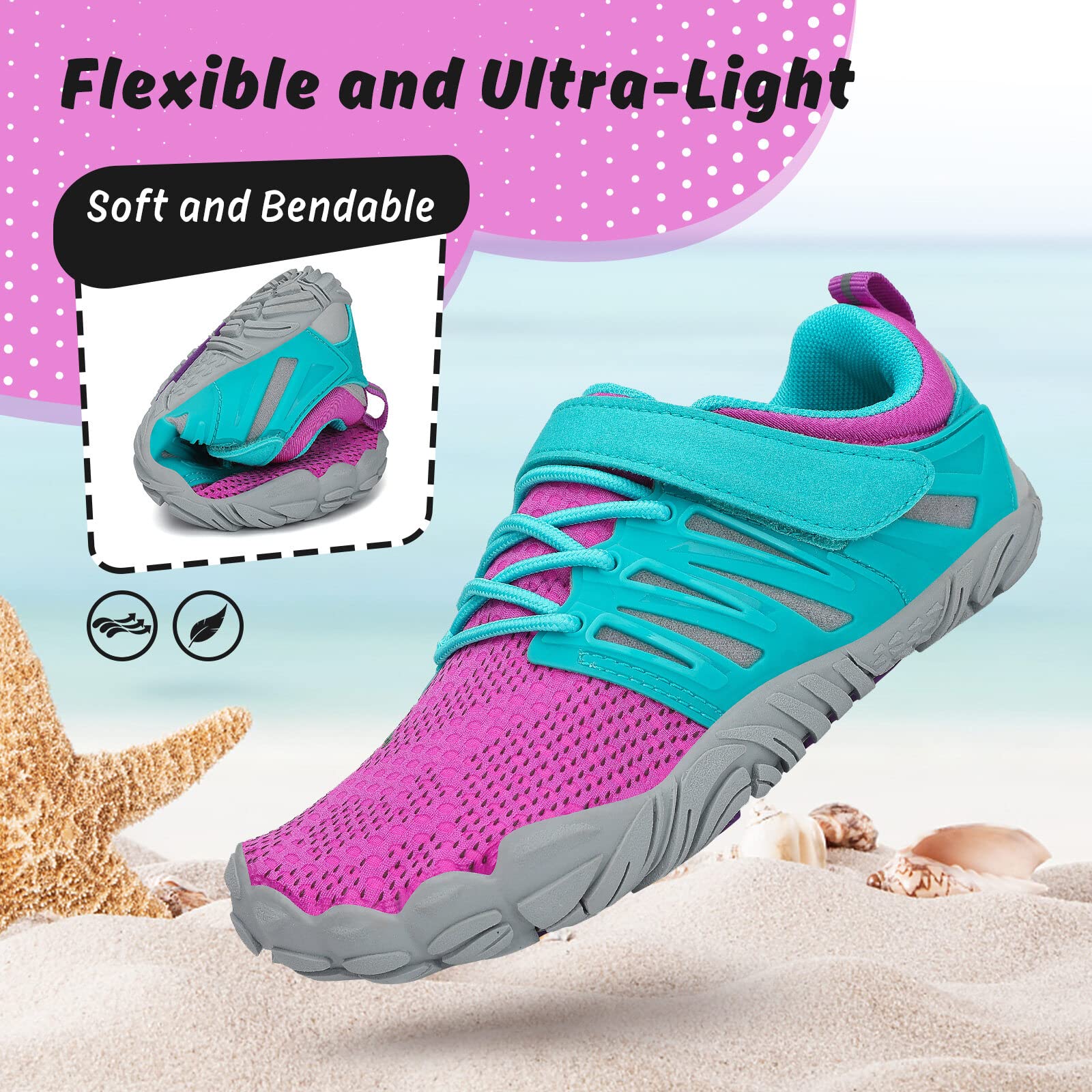 SAGUARO Kids' Barefoot Shoes Boys Girls Quick Dry Aqua Athletic Sneakers Lightweight Sport Footwear Toddler Water Shoes - Image 5