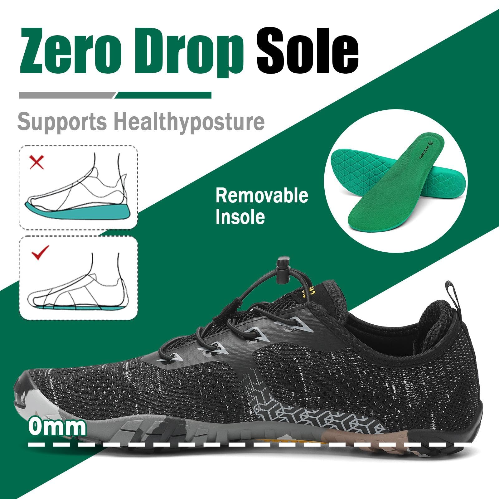 SAGUARO Men's Barefoot Shoes Women's Wide Toe Box Minimalist Sneakers Zero Drop Trail Running Shoe - Image 3