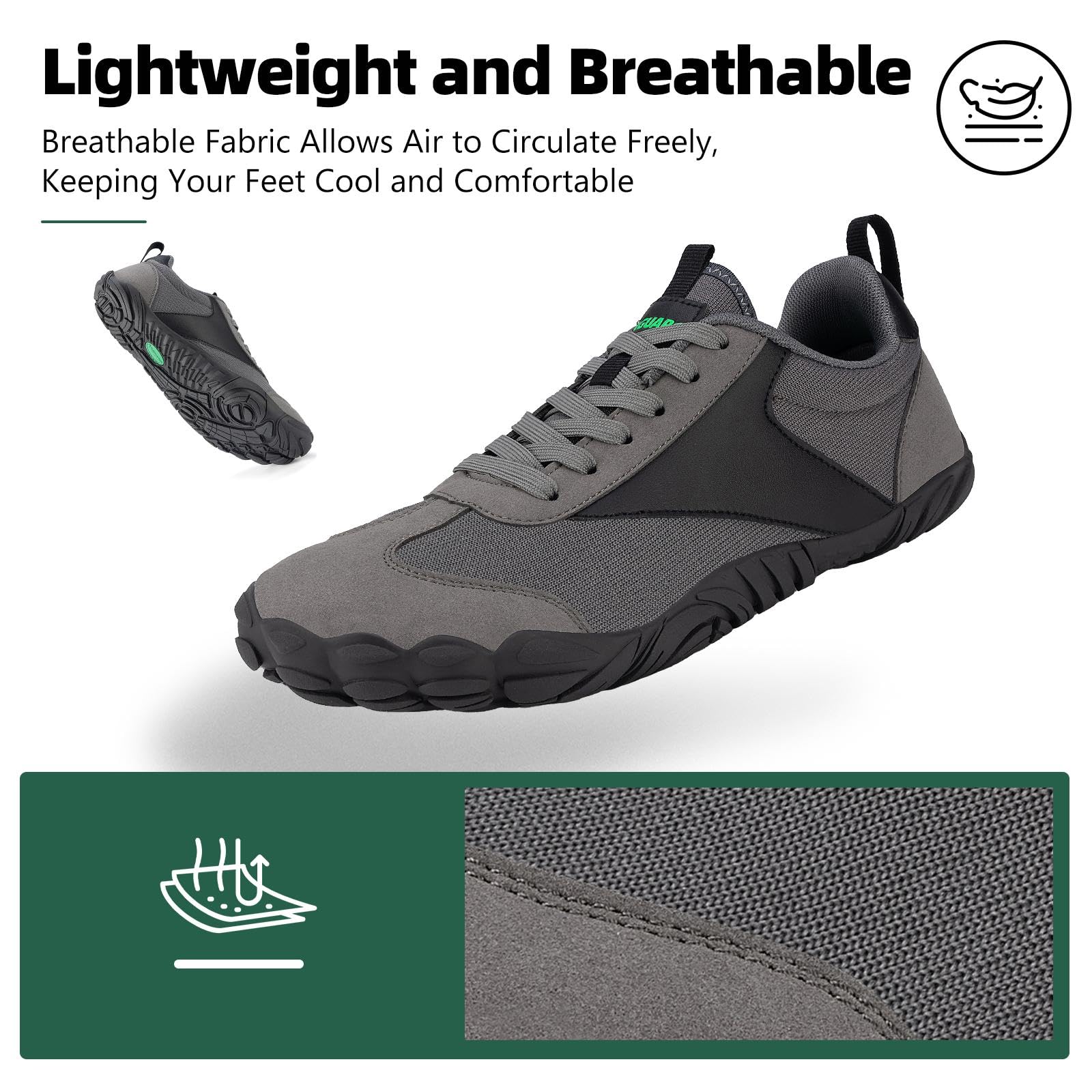 SAGUARO Wide Toe Box Minimalist Shoes for Men and Women, Zero Drop Trail-Runner Barefoot Sneakers - Image 5