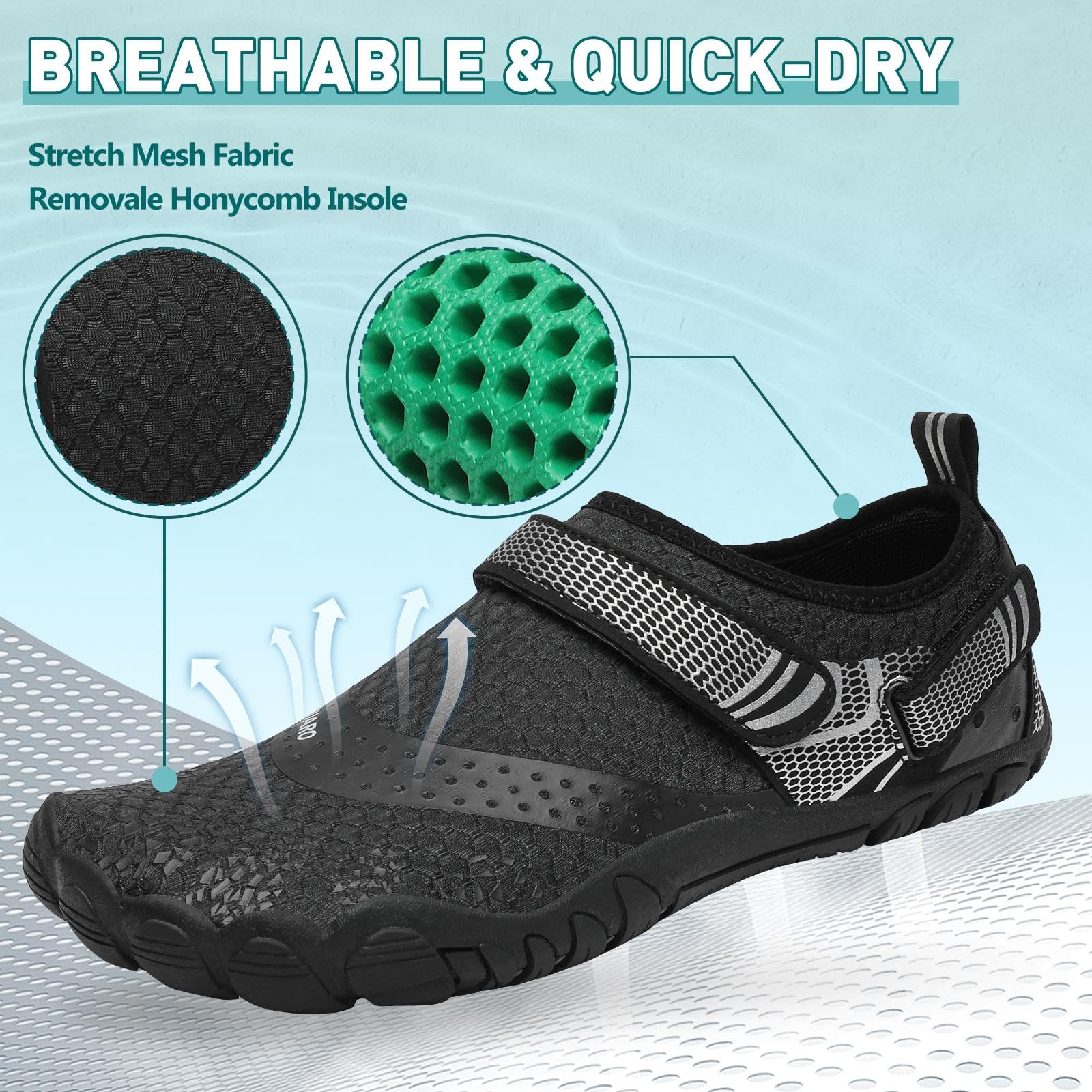 SAGUARO Women's Men's Water Shoes Quick-Dry Swiming Aqua Surf Beach Kayak Barefoot Shoes Wide Toe Box - Image 3