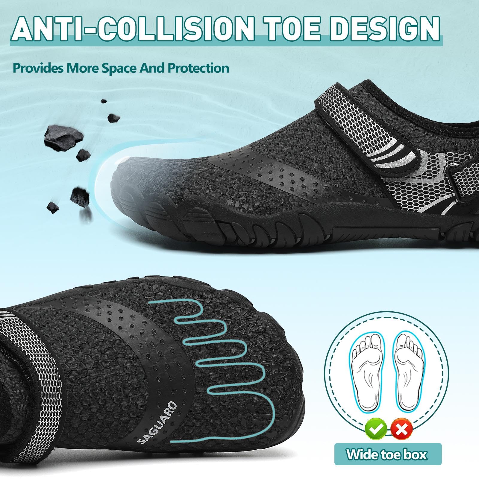 SAGUARO Women's Men's Water Shoes Quick-Dry Swiming Aqua Surf Beach Kayak Barefoot Shoes Wide Toe Box - Image 4