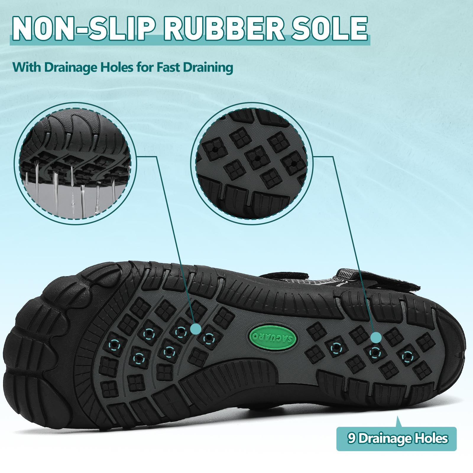 SAGUARO Women's Men's Water Shoes Quick-Dry Swiming Aqua Surf Beach Kayak Barefoot Shoes Wide Toe Box - Image 5