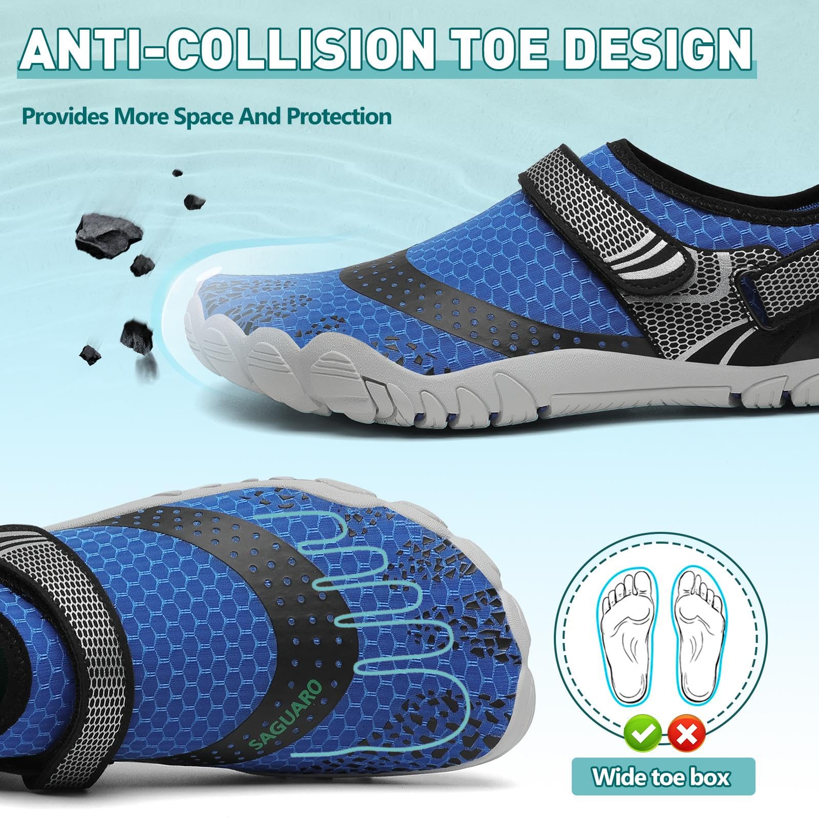 SAGUARO Women's Men's Water Shoes Quick-Dry Swiming Aqua Surf Beach Kayak Barefoot Shoes Wide Toe Box - Image 4