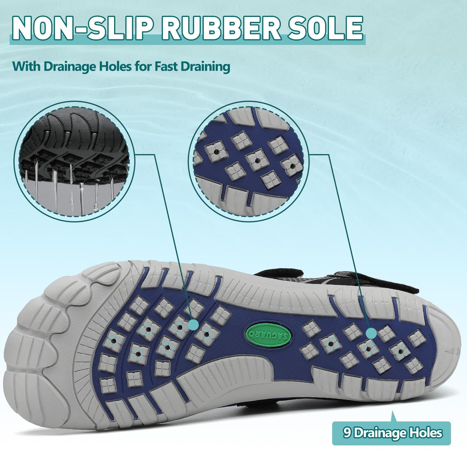 SAGUARO Women's Men's Water Shoes Quick-Dry Swiming Aqua Surf Beach Kayak Barefoot Shoes Wide Toe Box - Image 5